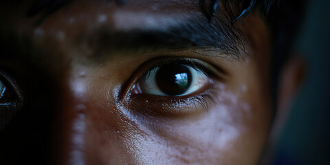 Poster - Close-up Photograph of a Person's Eye and Face
