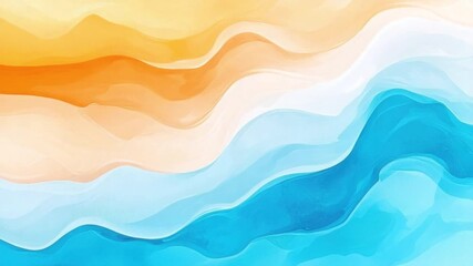 Poster - Abstract Background with Gentle Waves of Orange, Yellow, Blue, and White Colors Blending Seamlessly for a Calm and Peaceful Atmosphere 4k video footage