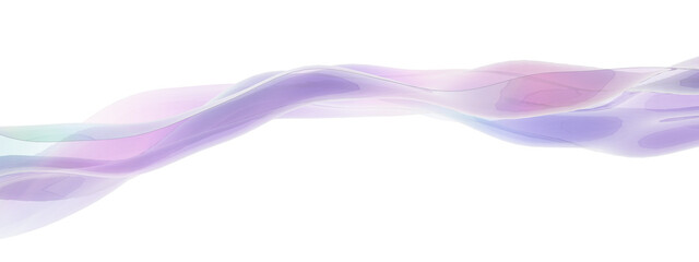 Poster - Liquid 3D glass wave with holographic iridescence and abstract fluid gradient. Transparent ribbons with chromatic reflections and elegant light dispersion. Minimal tech design featuring silky swirls.