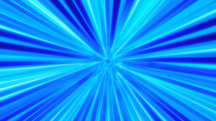 Poster - Cyan-blue tunnel of light radiates outward with high-speed motion, suggesting digital travel or teleportation