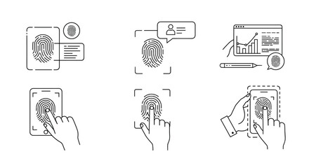 Poster - Linear fingerprint authentication technology concept with devices and