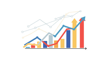 Poster - Dynamic growth chart with arrows and trend lines on white background