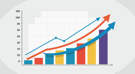 Poster - Growing business trends with colorful data visualization in 3d graph