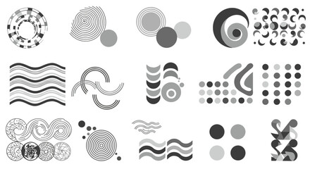 Poster - Abstract geometric patterns and shapes in monochrome design collection