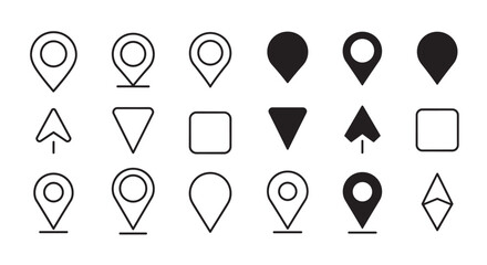 Poster - Minimalist linear and solid map pin icons set for navigation and gps d