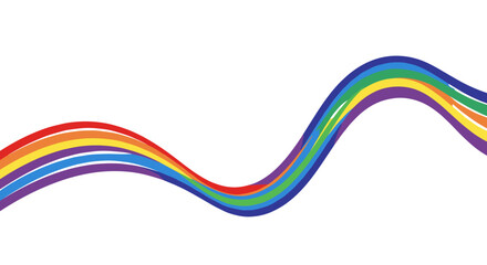 Poster - Colorful wavy rainbow line on white background