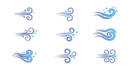 Poster - Dynamic blue airflow symbols on white background