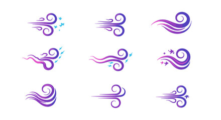 Poster - Colorful decorative swirls with birds on white background