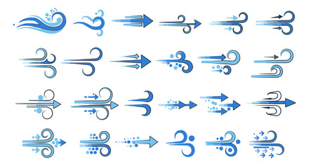 Poster - dynamic blue arrow winds: stylish airflow designs in modern graphics