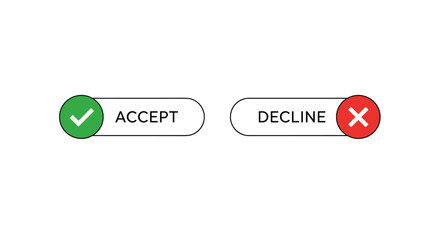 Poster - Accept and decline buttons with checkmark and cross icons for web desi