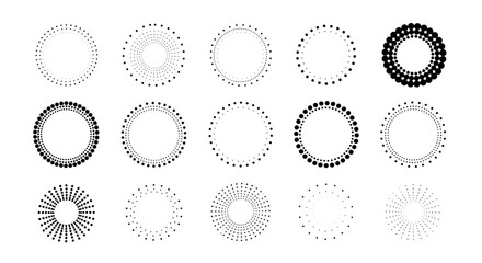 Poster - Abstract circular dot patterns in monochrome design for minimalist pro