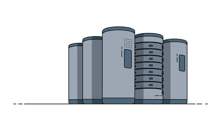 Fototapete - Modern data center servers in minimalist flat design
