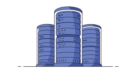 Poster - Digital data servers in blue outline style for technology concepts