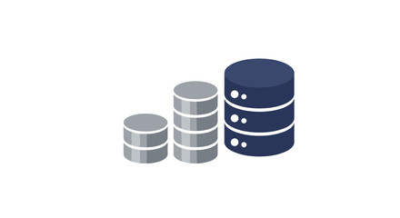 Poster - Isometric data storage icons in gradient gray and navy