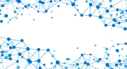 Poster - Abstract geometric network with blue dots and lines on white backgroun