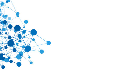 Poster - Abstract blue network background with geometric connections on white