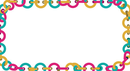Poster - Colorful interlocking chain border frame on white background