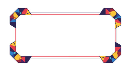 Poster - Colorful geometric frame with abstract corner elements on a white back