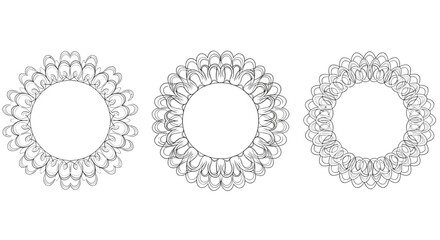 Poster - Intricate black and white circular floral frame designs for decorative