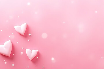 Poster - Pink background with three white heart shapes and sparkling stars scattered across the surface for romantic themes
