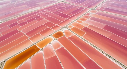 Fototapete - Aerial view of pink salt ponds, ai generated