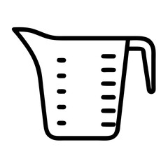 Aufkleber - Illustration of a measuring cup with a handle and measurement markings in a simple black outline style