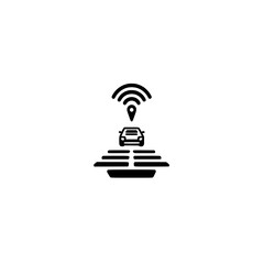 Poster - Icon of a Location Pin with Car Symbol Representing Navigation and Vehicle Tracking Concept