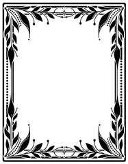 Poster - A black and white frame with a leafy border