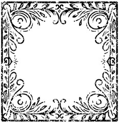 Poster - A black and white frame with a flowery border.