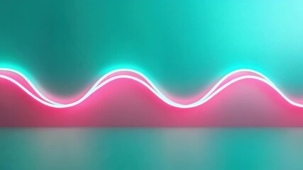 Poster - Abstract Neon Waves Over Gradient Background in Vibrant Green and Pink Shades for Modern Design Concepts 4k video footage