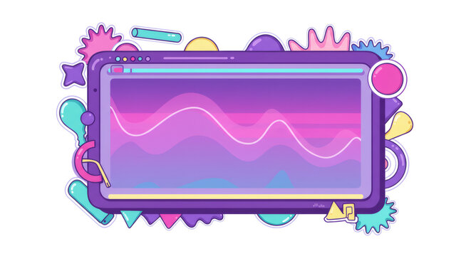 Pixel Art Retro Sunset Landscape with Geometric Shapes