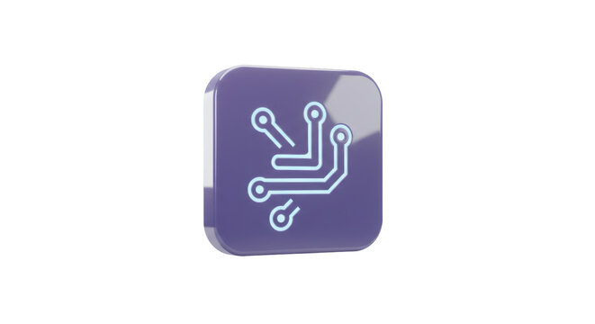 Purple And Blue Glowing Circuit App Icon On Transparent Background