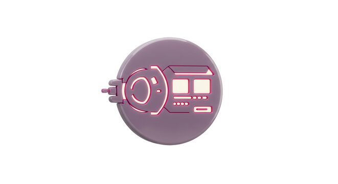Purple Round Technology Icon on Transparent Background