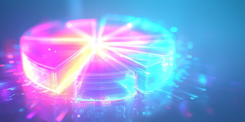 Poster - Abstract 3d pie chart with glowing lights in a futuristic style