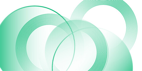 Poster - Green white abstract background overlap layer on bright space with circles effect decoration. Modern banner with lines style. Graphic design element stripes concept for flyer, card, or brochure cover