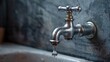 © Design Stock - Close up of a vintage silver water tap with a single drop of water falling into a sink