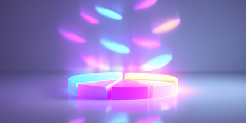 Poster - Colorful pie chart with futuristic lighting and data visualization