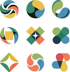 Poster - Collection of modern colorful abstract geometric logos and icons on a clean white background