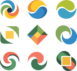 Fototapete - Collection of modern geometric abstract logos and business branding designs for various creative projects