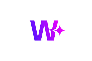 Poster - Letter W with sparkle logo icon design template elements
