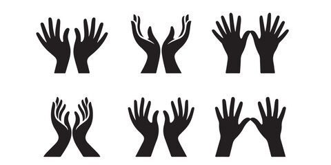 Aufkleber - A collection of six black hand illustrations with various poses on a white background simple graphic