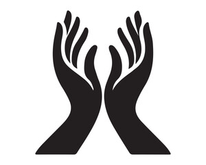 Aufkleber - Two black hands reaching upwards with fingers spread on a white background in a simple graphic design