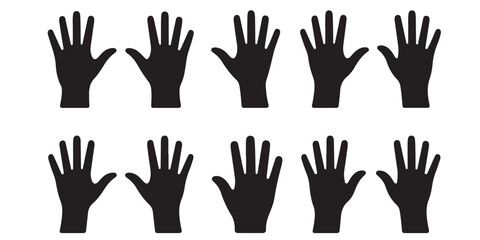 Poster - A pattern of ten black hand silhouettes arranged in two rows against a white background plain style