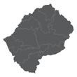 © Supatra - Lesotho map subregions. Map of Lesotho subregions in grey color