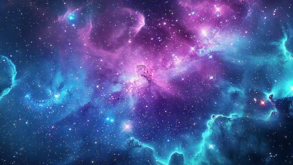 Galaxy exploration through outer space towards glowing milky way galaxy.	
