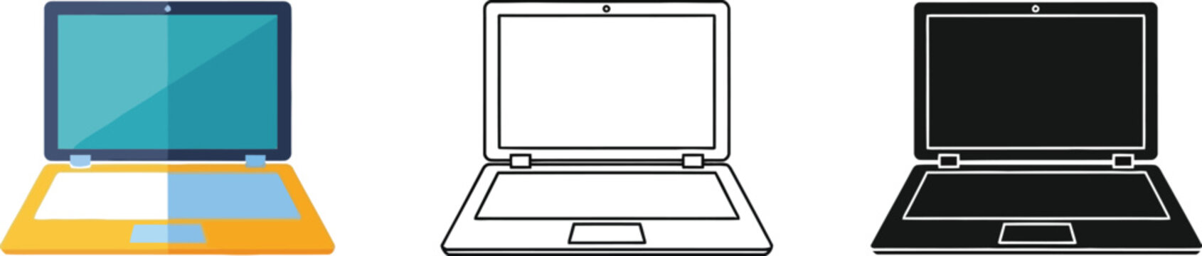 Laptop computer vector illustration set for design and creative work asset