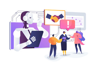 Poster - AI-Powered Conflict Mediation Systems abstract concept vector illustration.