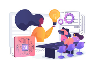 Poster - Virtual Reality Pitch Rooms abstract concept vector illustration.