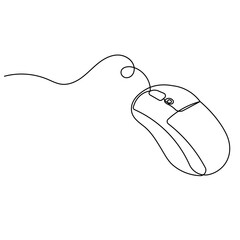 Poster - Computer mouse icon  continuous one line drawing  outline vector illustration