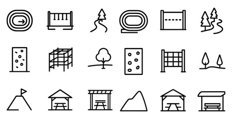 Poster - Outdoor sports and recreation icons set – line, outline, adventure motifs
